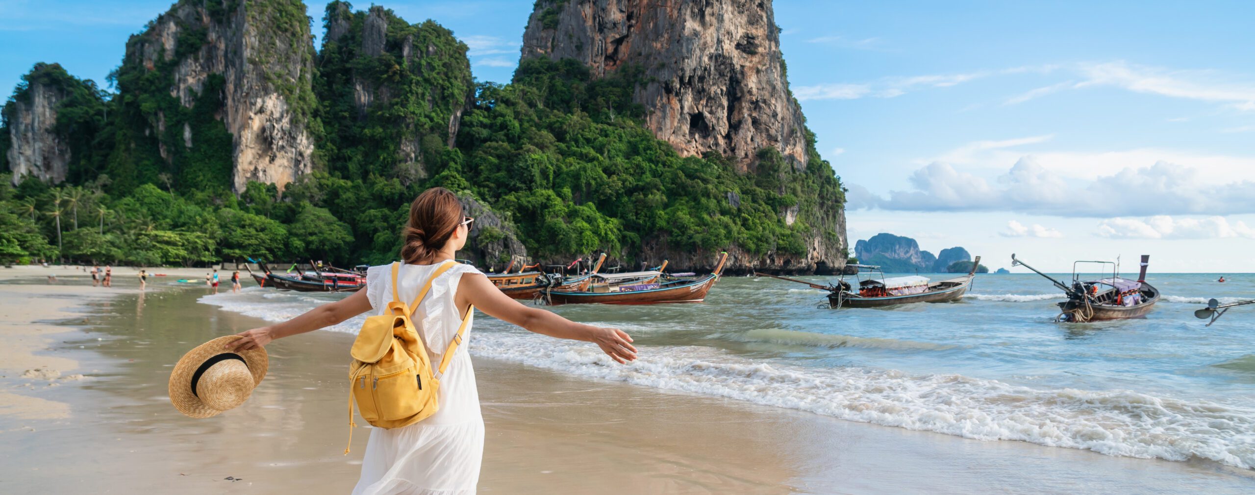 backpacker at railway beach, Krabi, thailand